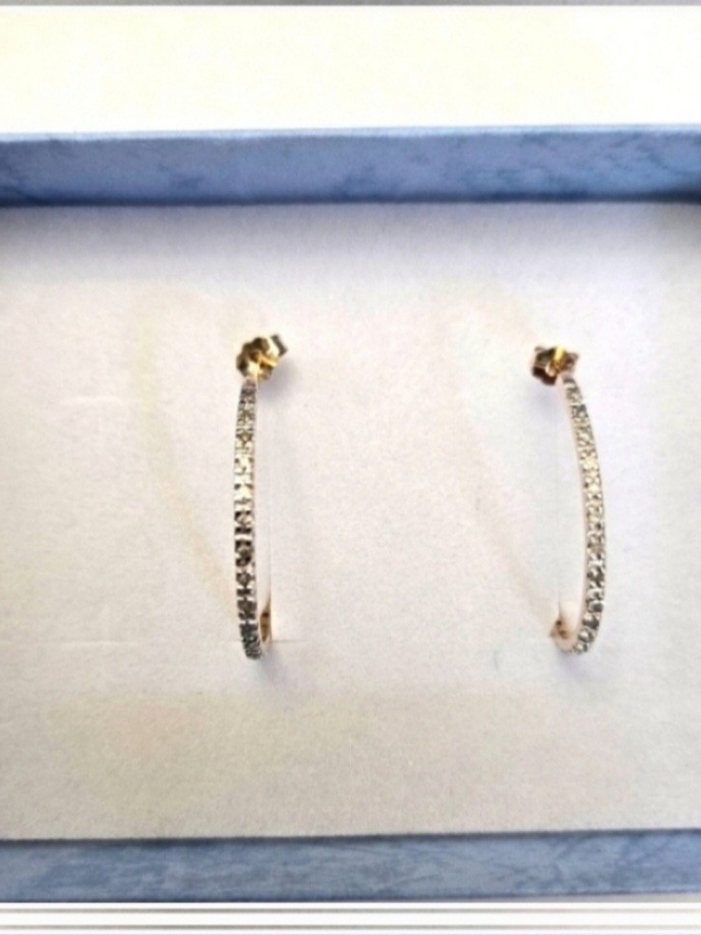 10kt Solid Yellow Gold Diamond Hoops - Picture 7 of 11